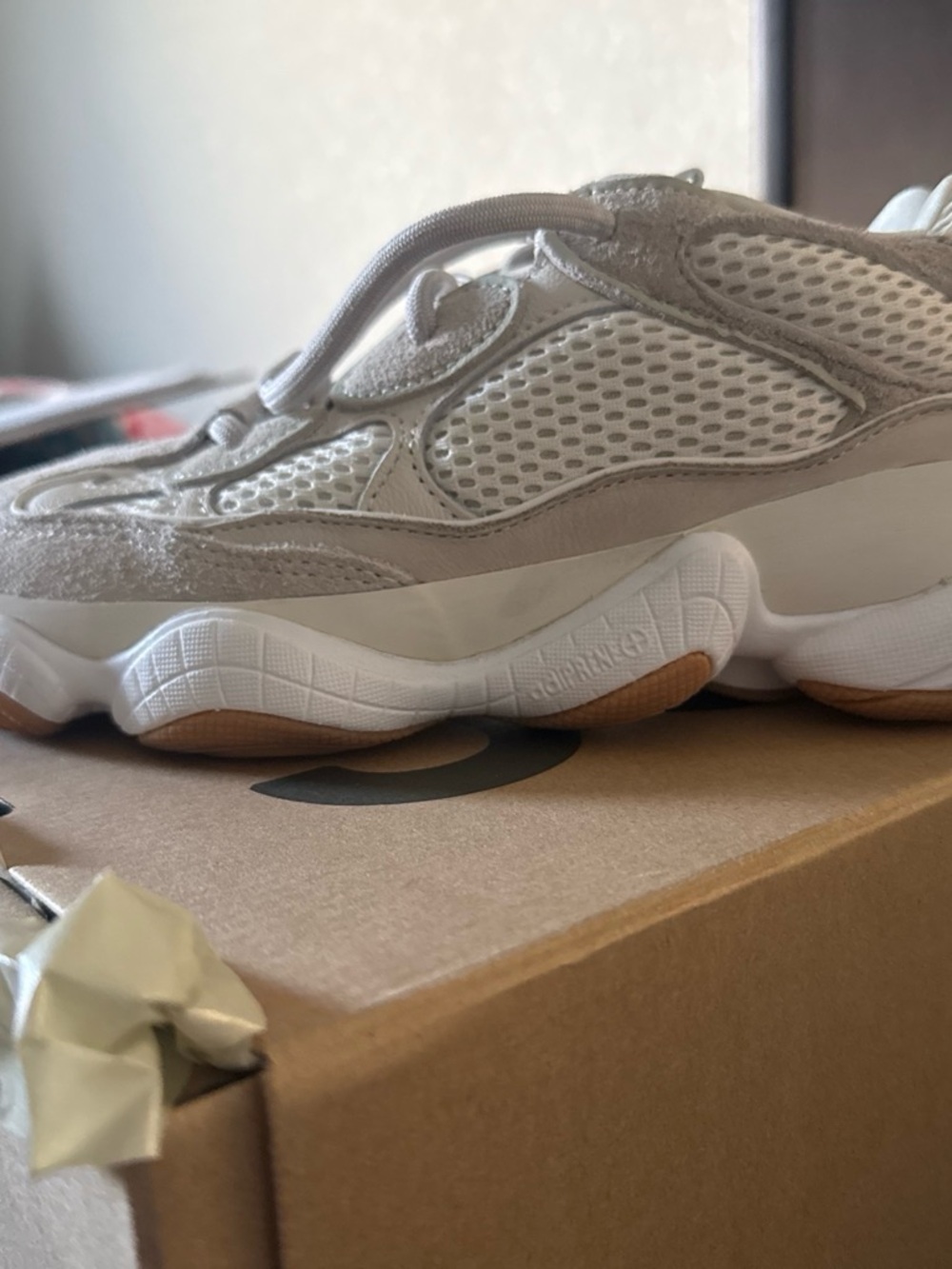 adidas Yeezy Lightweight Sneaker in Beige and Cream - Picture 6 of 6